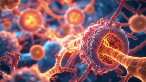 abstract microscopic view of neural or cellular network