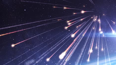 meteor shower in space