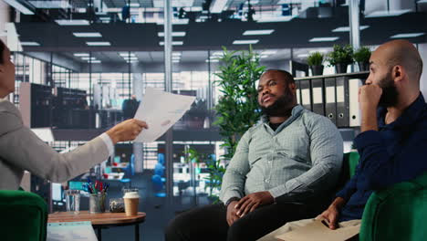 vertical video screaming and misunderstanding in a corporate meeting between experts