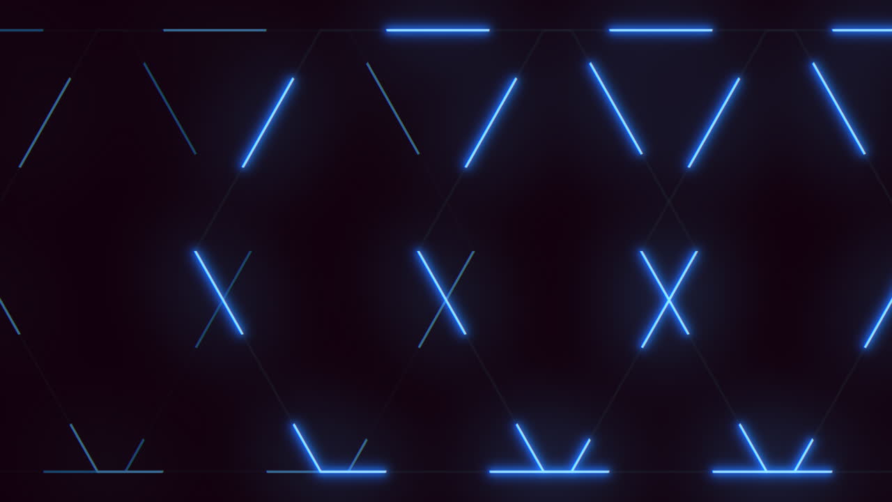 Abstract image showcasing glowing blue zigzag lines on a black background, creating an intriguing and mesmerizing visual pattern