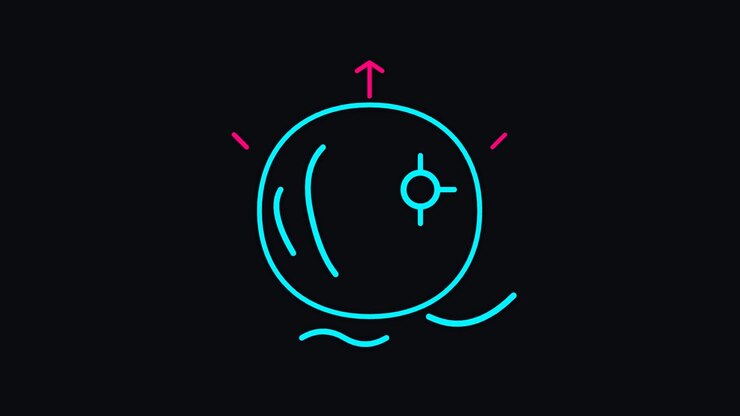 Animated Neon Line Art of a Clock Face