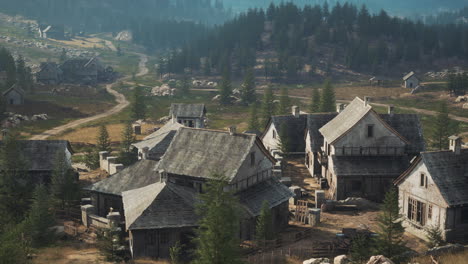 view on old italian village in the apennines mountains