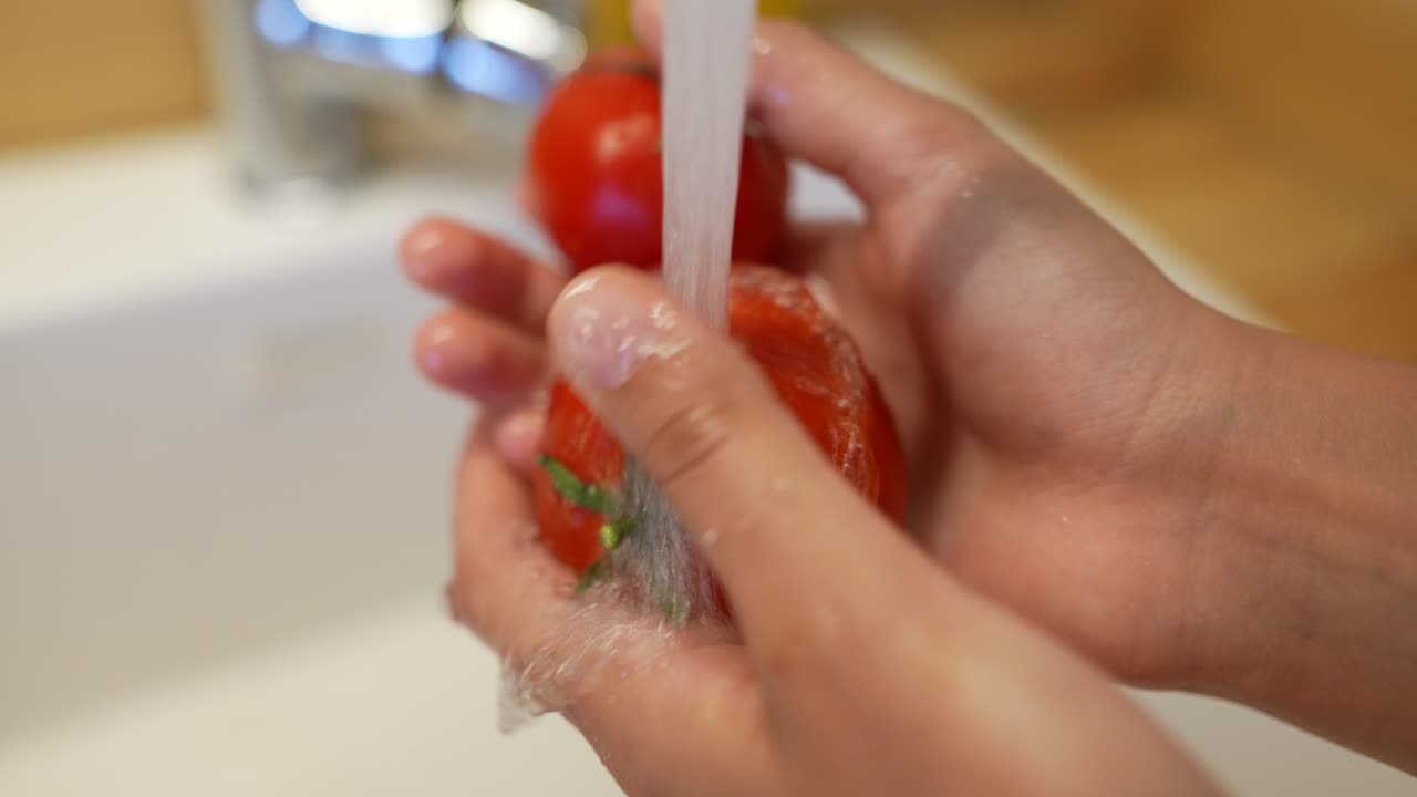 프 물 아래에서 토마토를 는 것