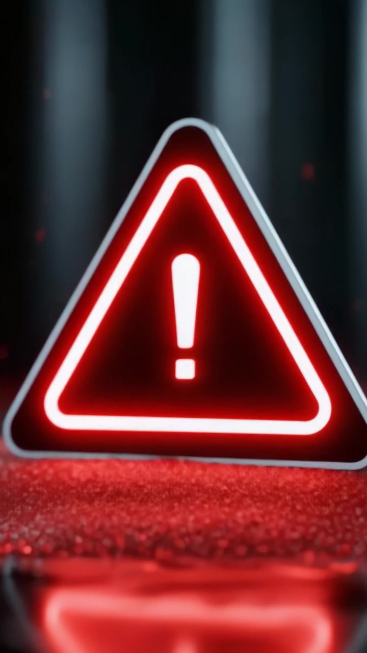 An attention-grabbing red warning symbol is illuminated with a powerful glow, emphasizing urgency and alertness in this visually striking digital design.