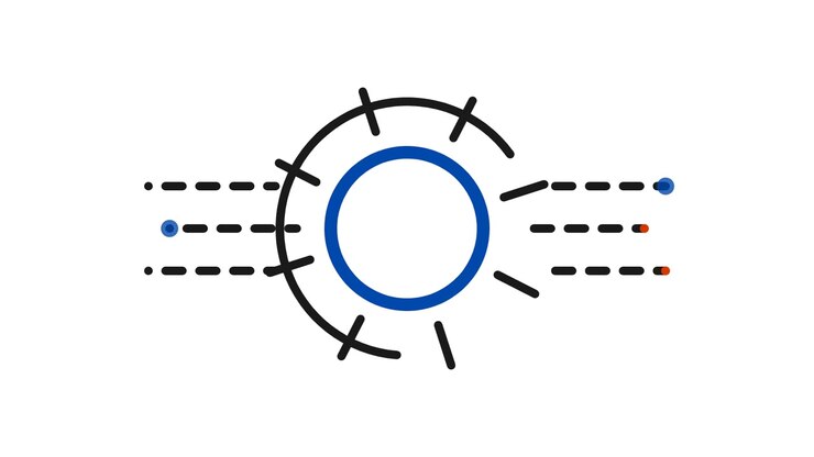 Cerchio di caricamento animato con punti dati in movimento