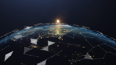 global network connection with earth and sun