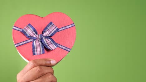 heart-shaped gift box in hand