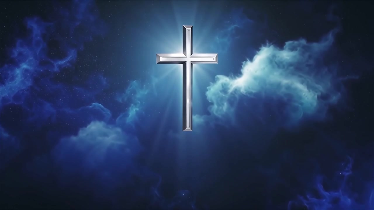 Croce Cristiana Luce Celestiale Sfondo per il Culto.