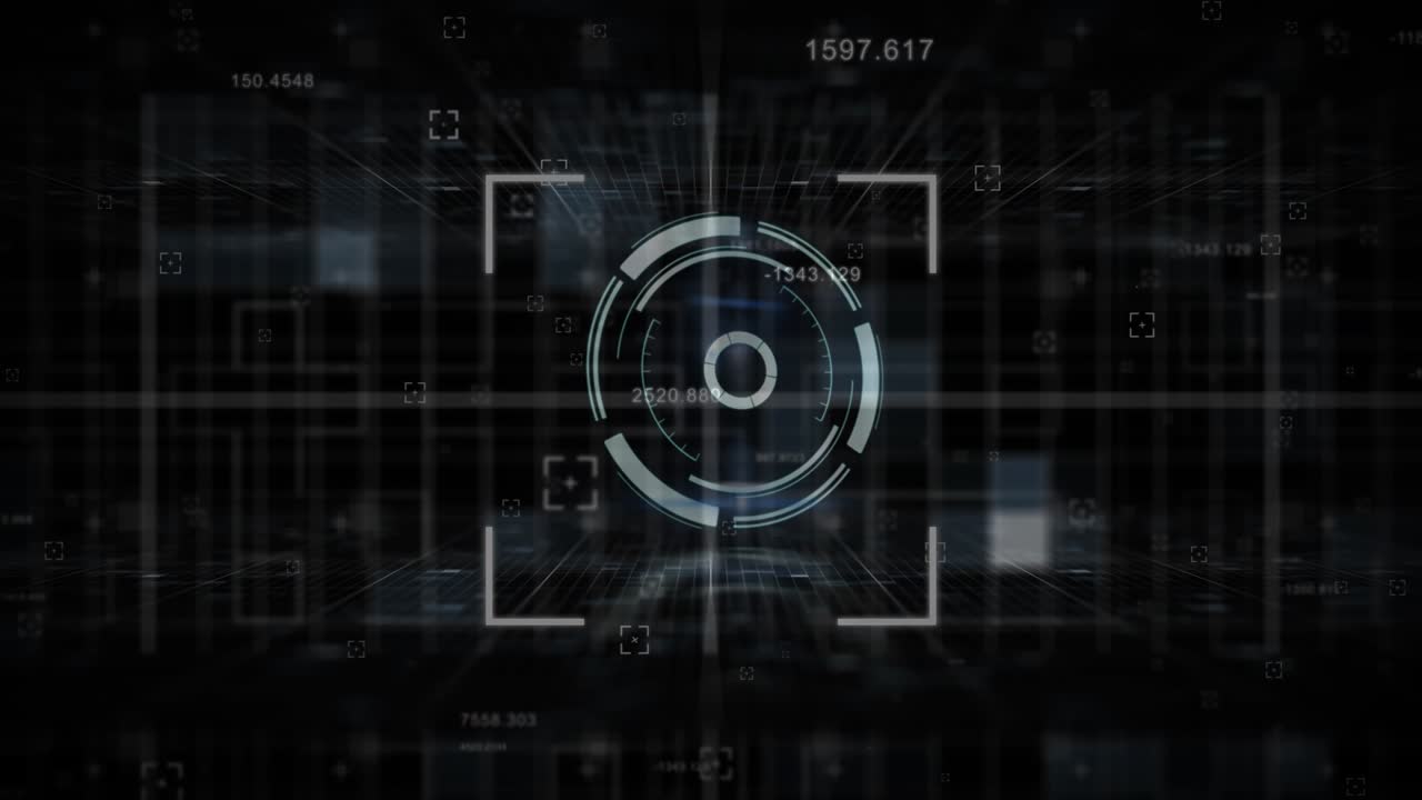 Animation of scope scanning and shapes on black background