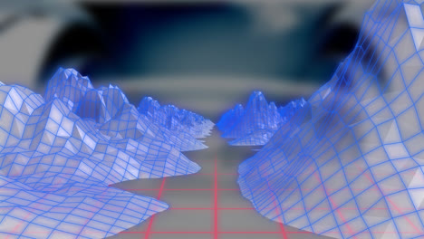 animation of digital mountains over blue background