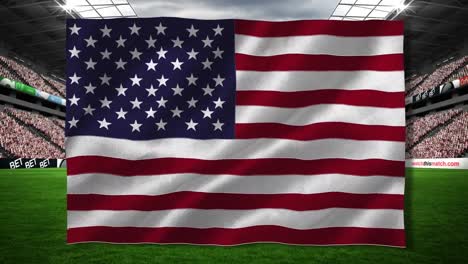 composição de agitar a bandeira americana sobre o estádio