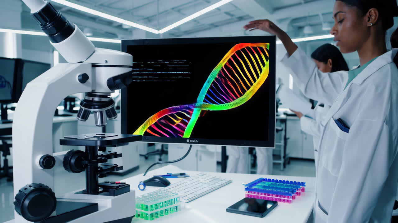 Scientists in a laboratory working on DNA research