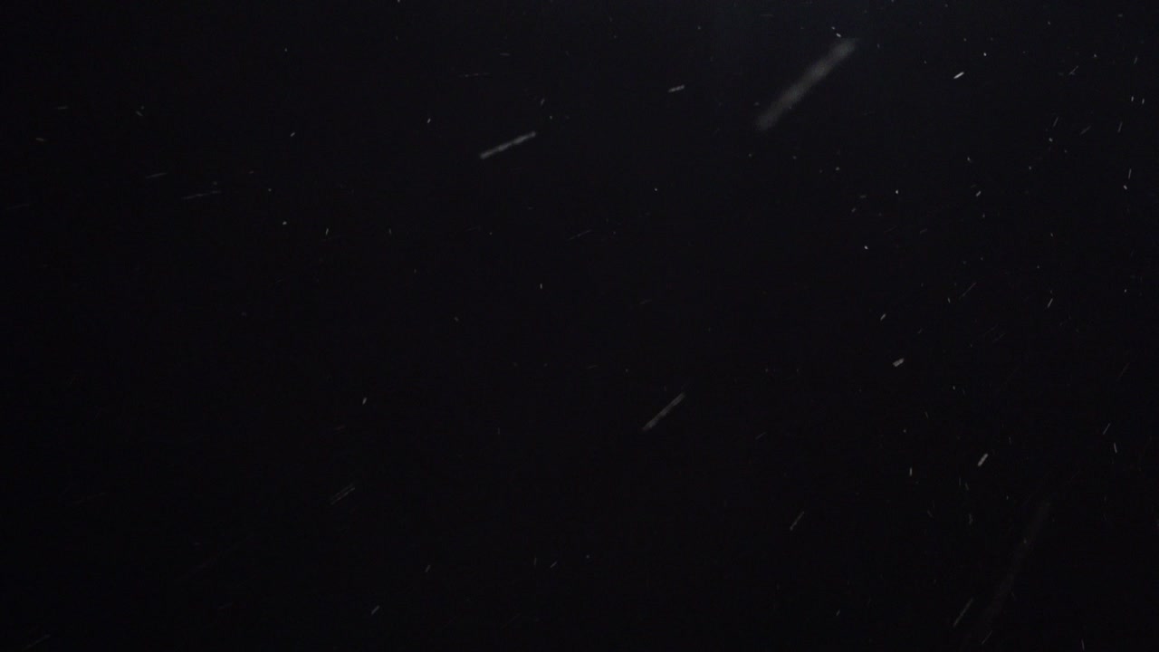 검은 밤 하늘에 은  눈이 떨어집니다. 루프 된 비디오.