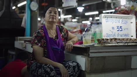 market scene with vendor and food