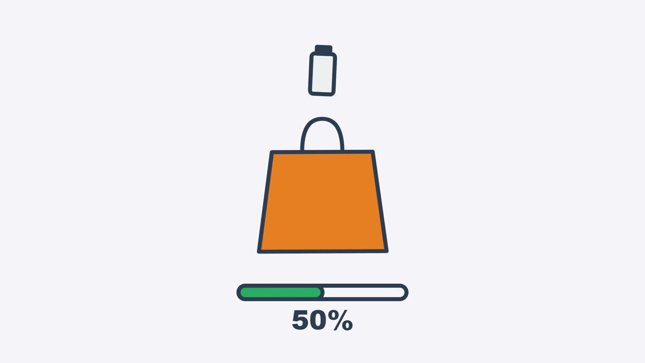 Animated Shopping Bag Loading Progress Bar with Grocery Items