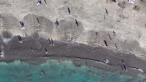 Beach-with-waves-and-volcanic-sand,-Fanabe-Beach-Tenerife-Canary-Island