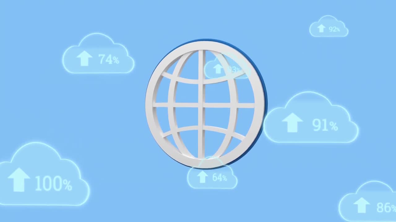 subir las nubes de progreso y el icono del globo