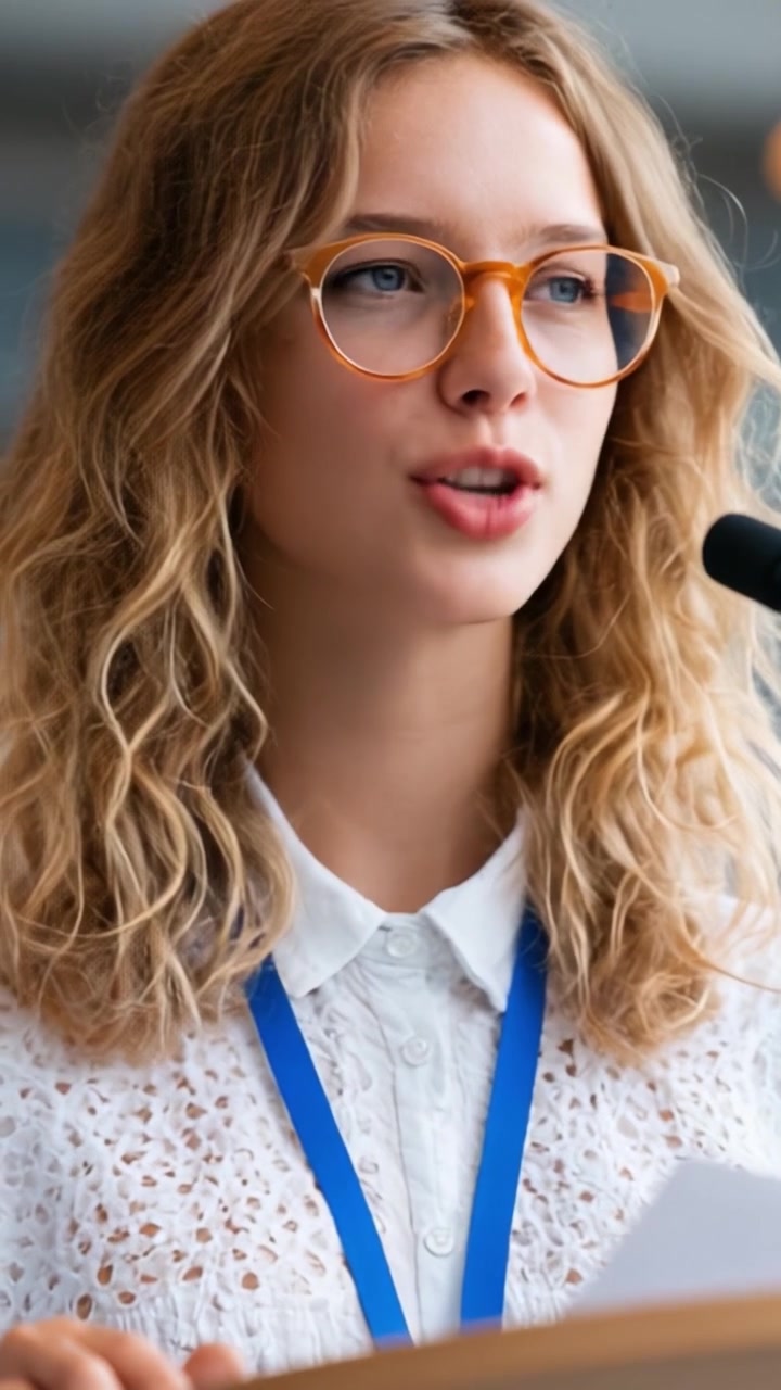 Relatore sicuro che coinvolge il pubblico con compostezza e passione durante una presentazione a un evento professionale.