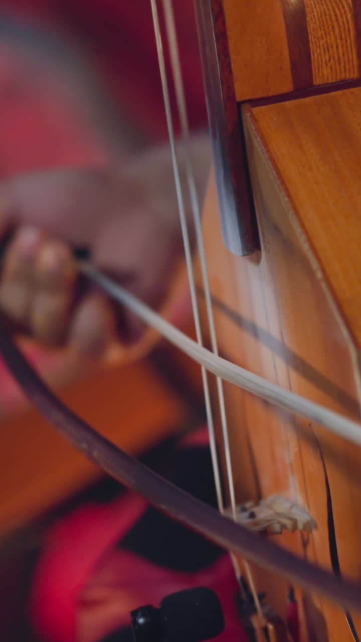 Folk music band participant plays igil during tribal concerts on stage closeup. Ancient musical instrument in modern life. Meditative sound