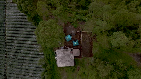 aerial view of camping site near farm
