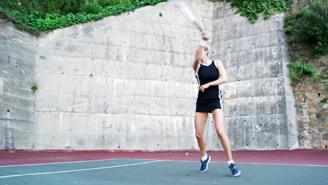 active sportswoman playing tennis