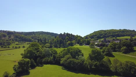 aerial view of the dunster castle and the surrounding gardens, somerset, england.