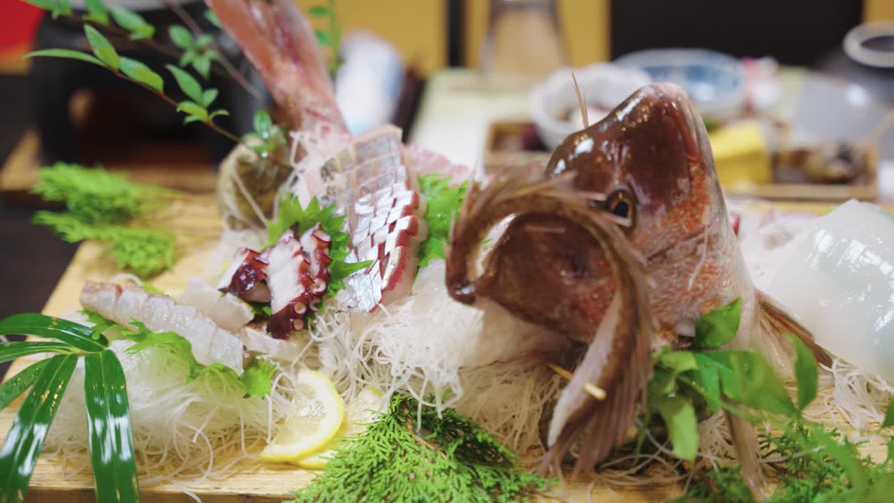 Japanese Red Sea Bream Sashimi Served with Whole Fish