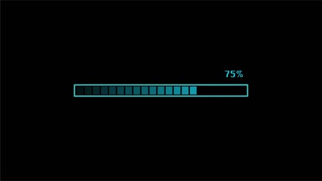 animation loading processing bar on black screen background