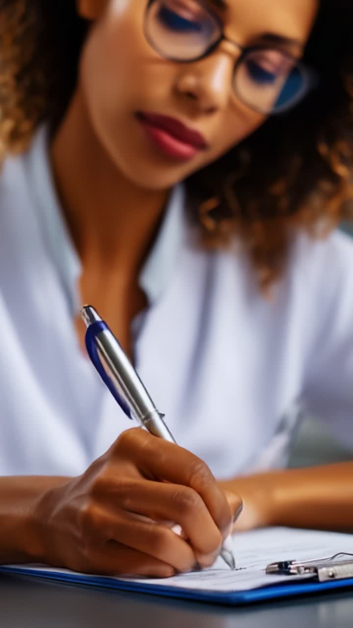 Appunti professionali e mirati con penna su blocco appunti in ambiente moderno, che enfatizzano l'attenzione ai dettagli e l'impegno per una lavorazione di qualità.
