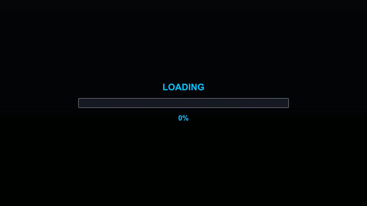 Loading animation shows progress bar reaching 100 percent. This is commonly used by streamers or video creators to keep viewers engaged while waiting for content to appear