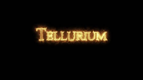 tellurium, chemical element, written with fire. loop