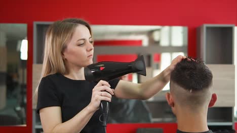 hair styling at a salon