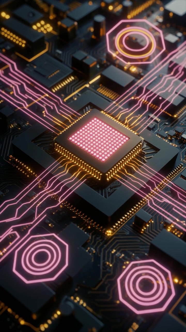 Digitalt dataflow gennem central processor på printkort