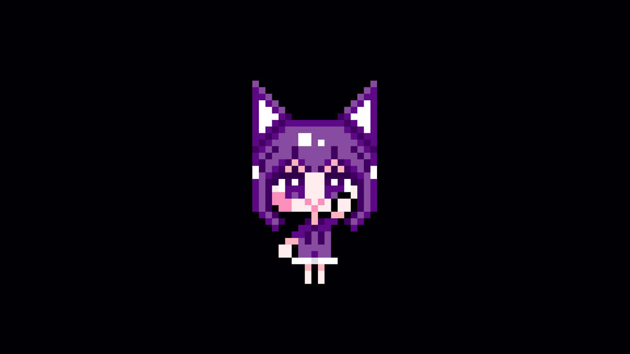 Pixel Cat girl Raising hand short hair Looping animation. 1080p (7).mov