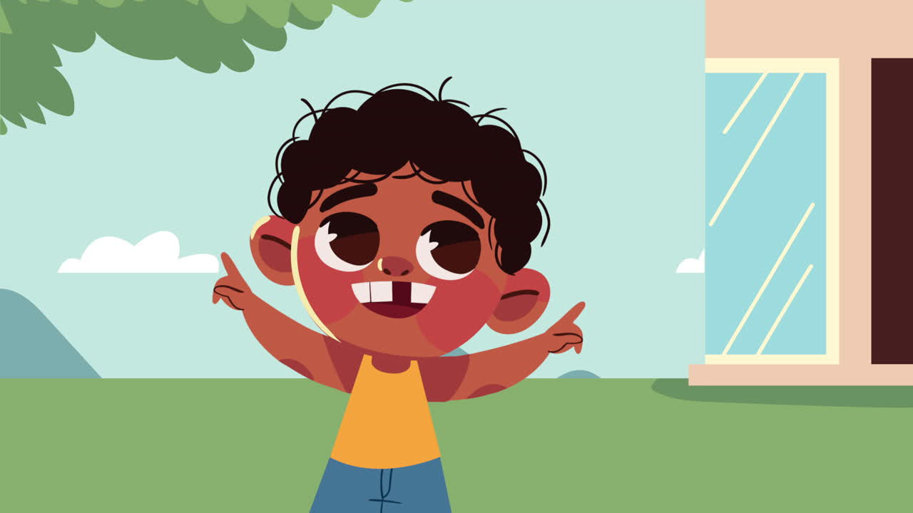 animação de personagens de meninos afro