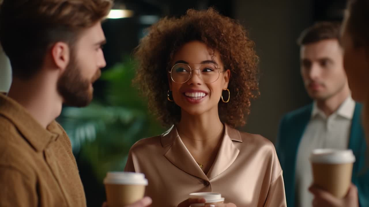 Group of Business People Talking with Coffee