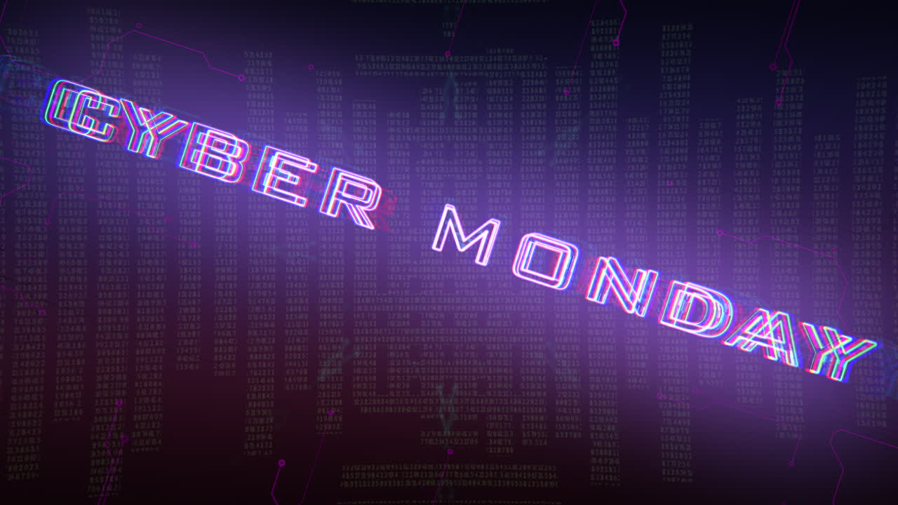 Cyber Monday on computer screen with numbers and grid 2