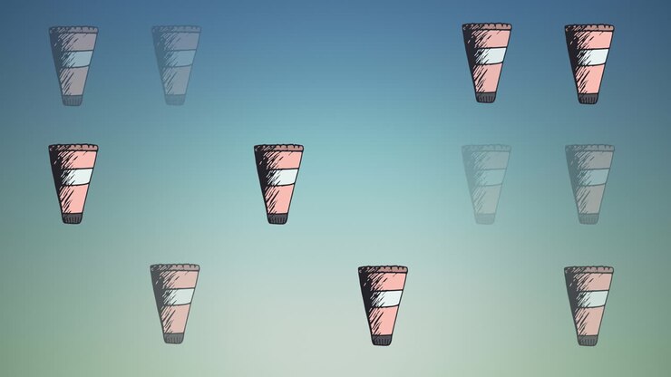 Animation of cream repeated on blue background