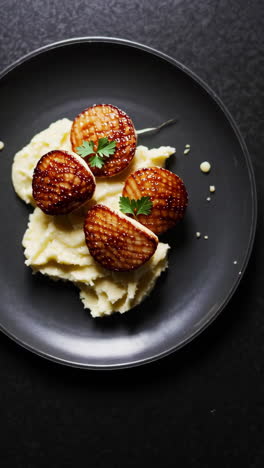 seared scallops with mashed potatoes