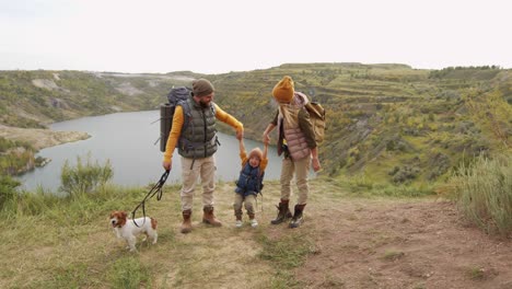 happy family on hike