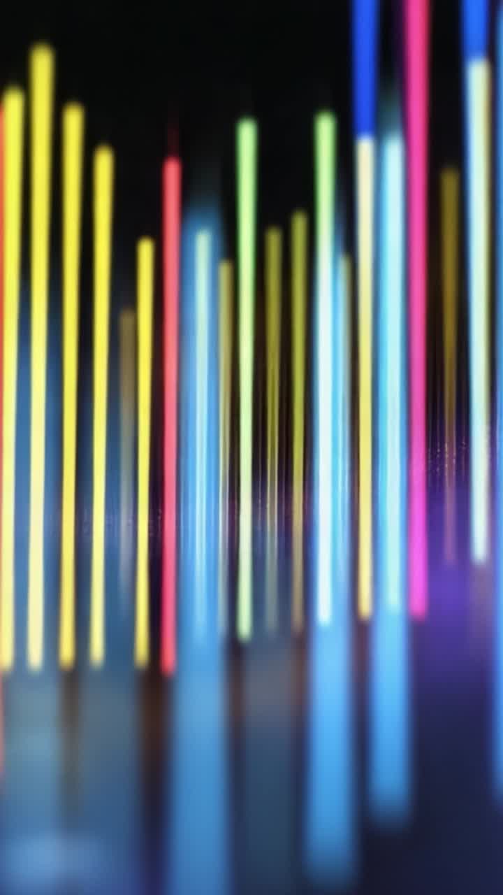 Abstract Visualizations of Light and Color Gradients with Dynamic Neon Bar Elements Creating a Captivating Aesthetic Experience through Luminous Patterns