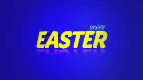 shimmering easter greeting cheerful yellow letters reflect joyfully on vivid blue backdrop