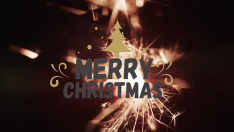 Animation-of-merry-christmas-text-over-lit-sparkler-background