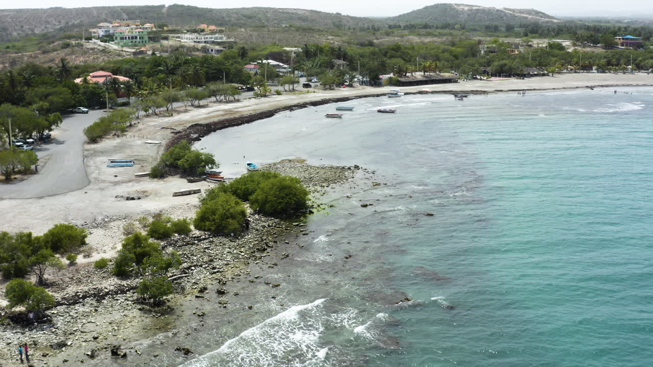 AERIAL - Beautiful Monte Rio Beach, Azua, Dominican Republic, Spinning Shot  Free Stock Video Footage Download Clips