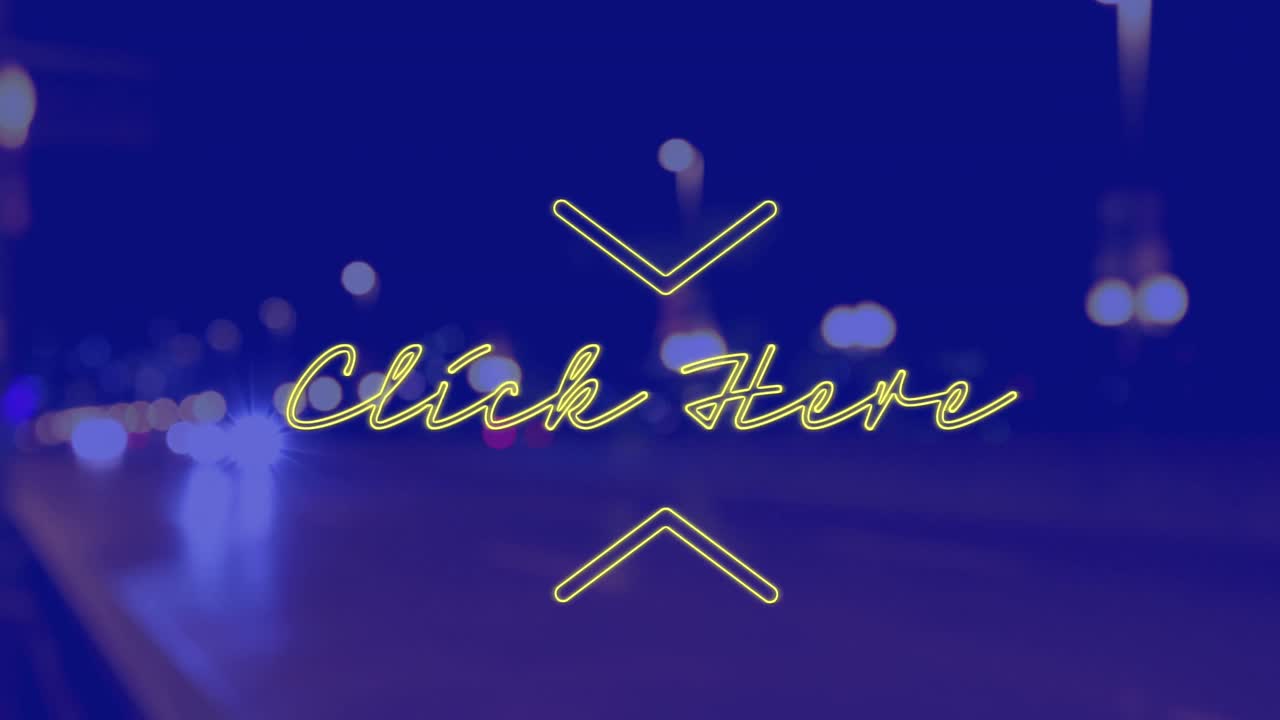 파란색 배경에 밤에 도시 풍경 위의 텍스트를 여기를 클릭하십시오.