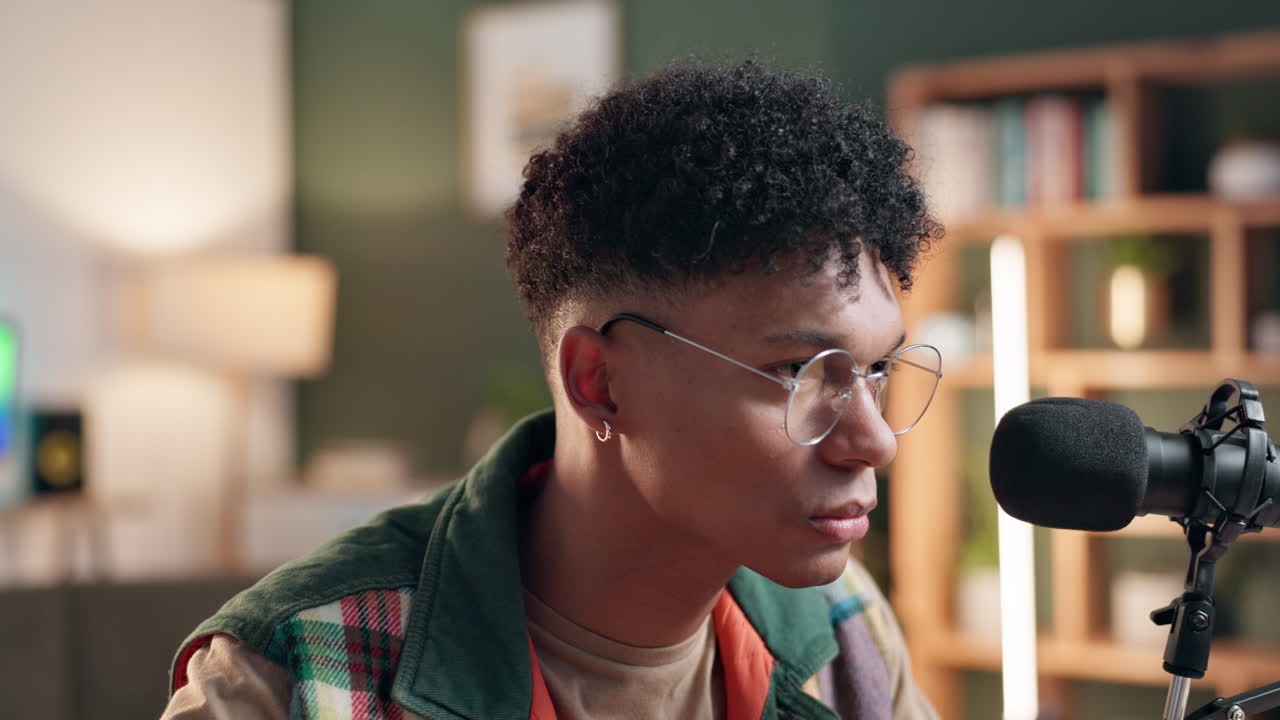 Man recording a podcast