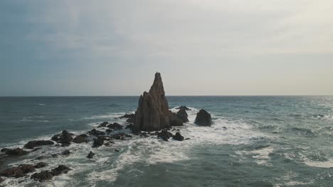 view of famous rock formation at cabo de gata, almeria, spain