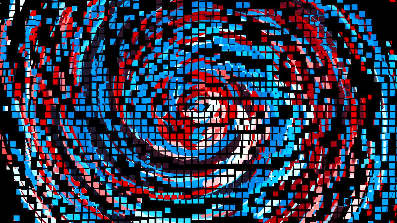 animación de píxeles de líneas de círculo coloridas, telón de fondo de estilo de dibujos animados, fondo generado por computadora, renderización 3d