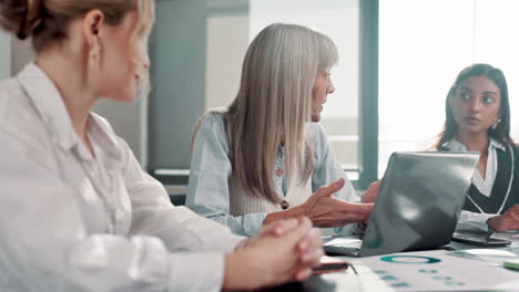 businesswomen in a meeting discussing project on laptop