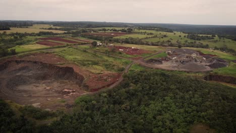 brazilian open stone quarry near iguazù river mouth